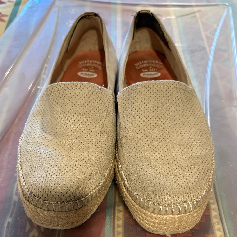 Dr. Scholl's Perforated Cream Espadrille Slip-On Flats
